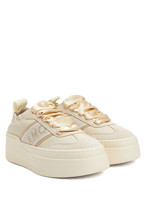 Ekru Kadın Deri Sneaker - Görsel 3