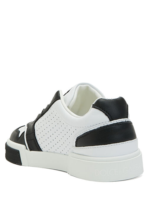 Siyah Beyaz Erkek Çocuk Deri Sneaker - Görsel 4