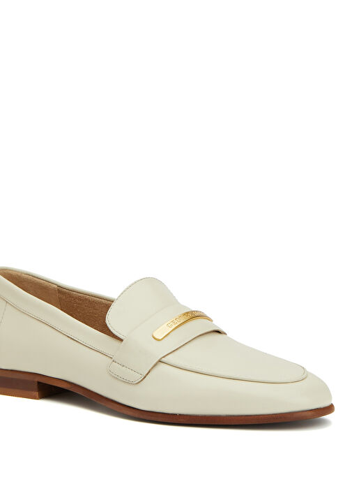 Kırık Beyaz Kadın Deri Loafer - Görsel 7