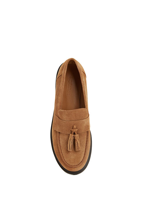 Tütün Püskül Detaylı Kadın Deri Loafer - Görsel 5