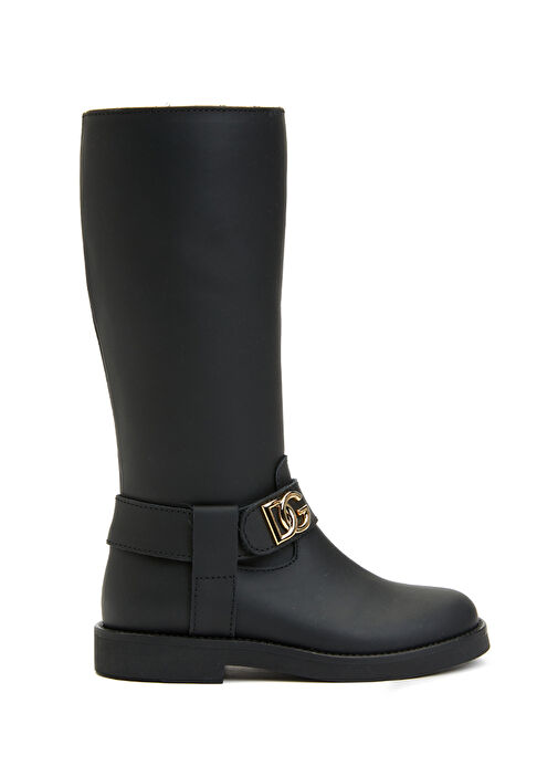 Siyah Logolu Kız Çocuk Deri Bot - Görsel 2