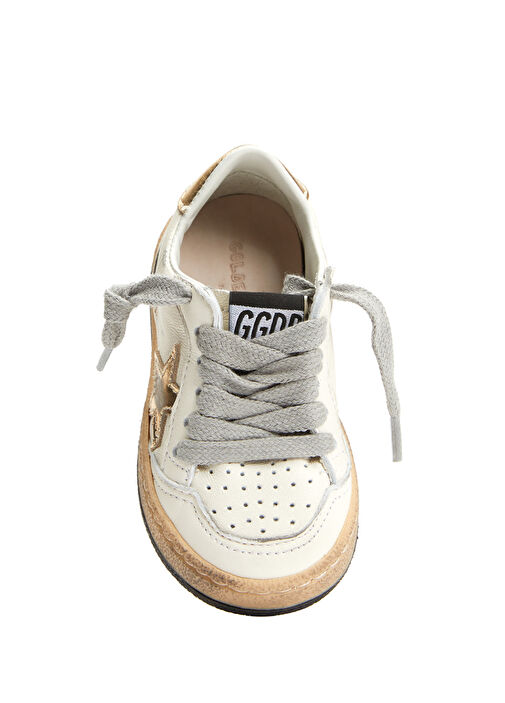 Beyaz Yıldız Patchli Unisex Çocuk Deri Sneaker - Görsel 5