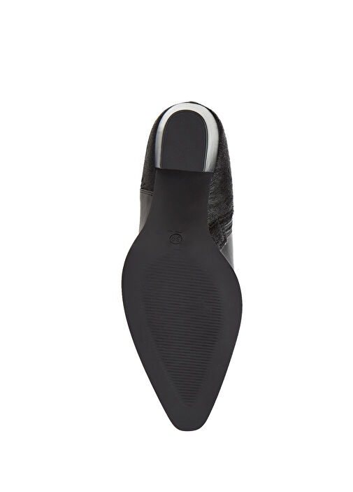 Siyah Tay Tüyü Desenli Kadın Deri Bot - Görsel 6