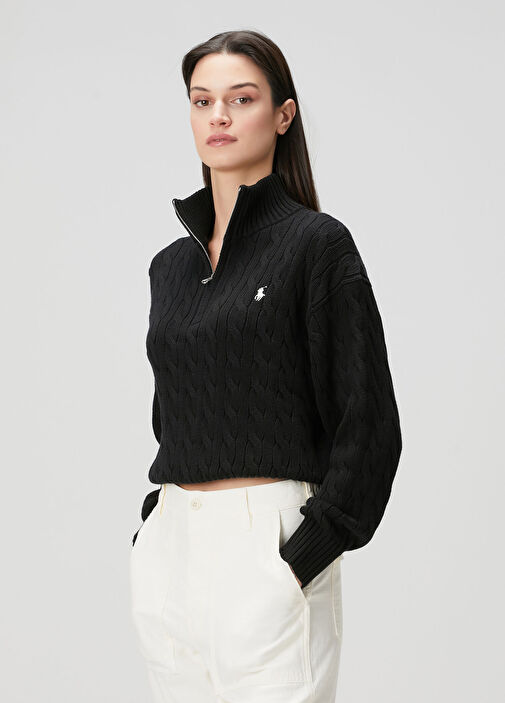 Polo Ralph Lauren - Siyah Saç Örgü Kazak - Siyah