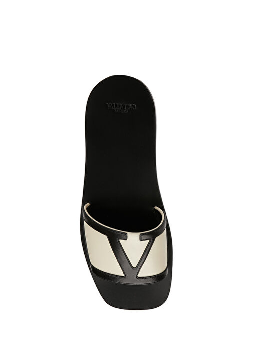 Viva Superstar Ekru Siyah Kadın Deri Terlik - Görsel 5