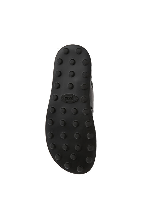 Siyah Logo Detaylı Kadın Deri Sandalet - Görsel 6