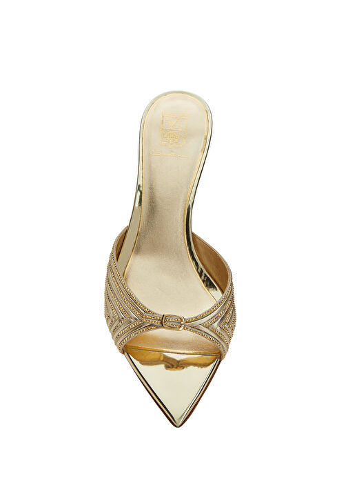 Gold Mikro Desenli Mikro Taşlı Kadın Sandalet - Görsel 5