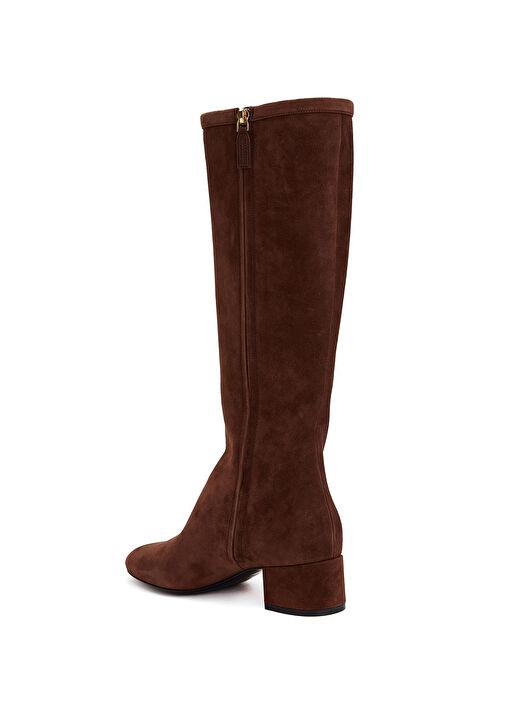 Bordo Taşlı Kadın Süet Çizme - Görsel 9