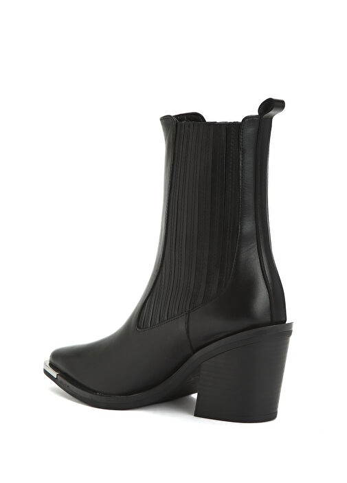 Siyah Kadın Deri Western Bot - Görsel 4