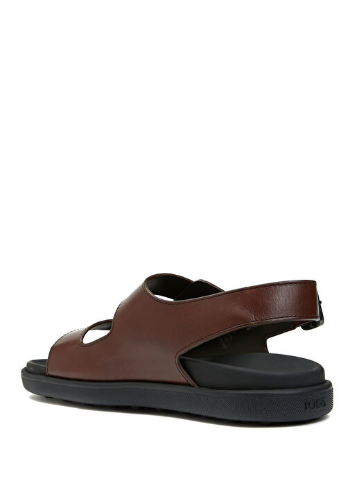 Kahverengi Erkek Deri Sandalet - Görsel 4