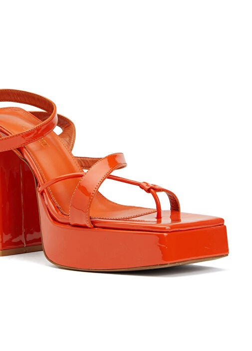 Turuncu Kadın Deri Sandalet - Görsel 6