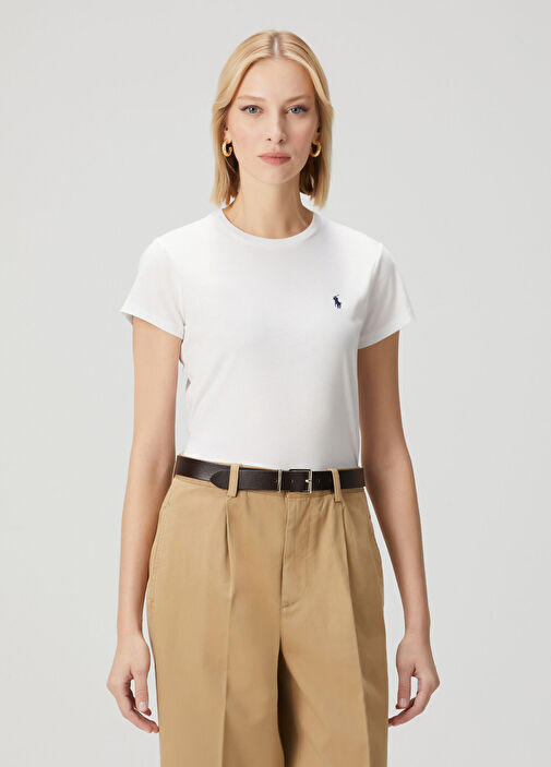 Beyaz Logo Detaylı T-shirt