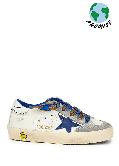 Sstar Beyaz Mavi Çocuk Deri Sneaker - Görsel 2