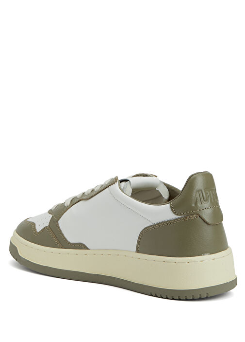 Haki Beyaz Erkek Deri Sneaker - Görsel 4