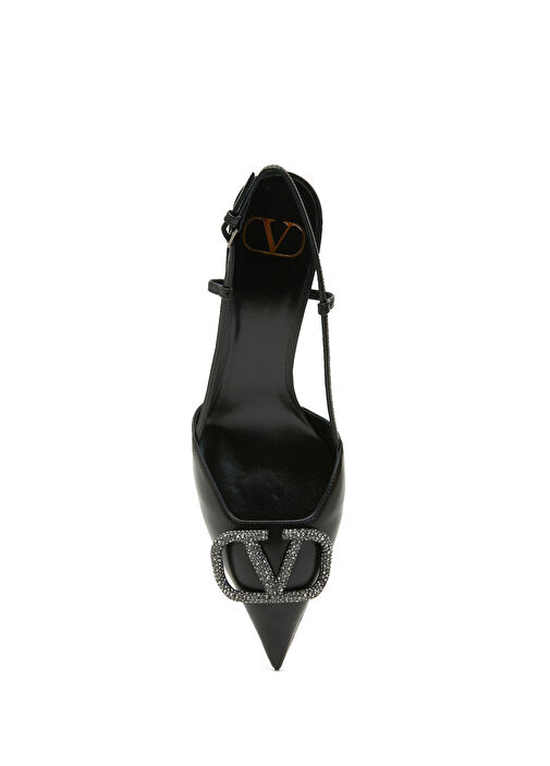 VLogo Signature Siyah Deri Topuklu Ayakkabı - Görsel 5