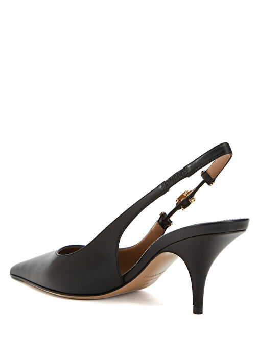 Siyah Deri Topuklu Ayakkabı - Görsel 4