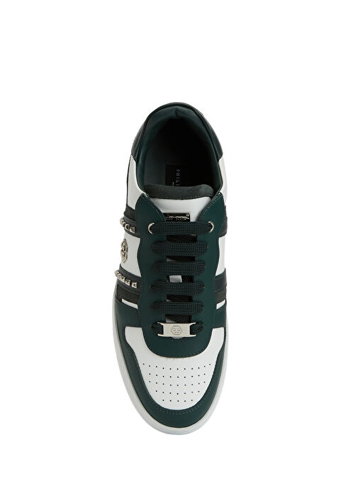 Beyaz Yeşil Erkek Deri Sneaker - Görsel 5