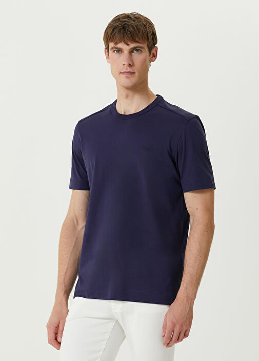 Zegna - Blue Logo Embroidered T-shirt