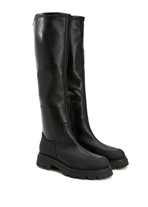 Siyah Kadın Deri Streç Çizme - Görsel 3