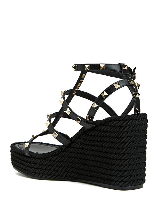 Rockstud Siyah Kadın Deri Espadril - Görsel 9