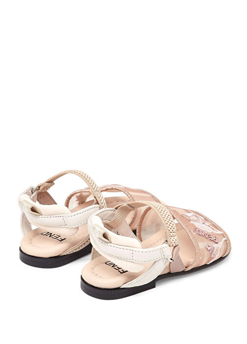 Pembe Logo Nakışlı Dokulu Kız Çocuk Sandalet - Görsel 4