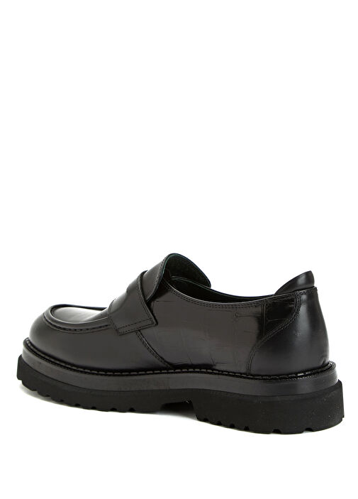 Siyah Kroko Detaylı Erkek Deri Loafer - Görsel 4