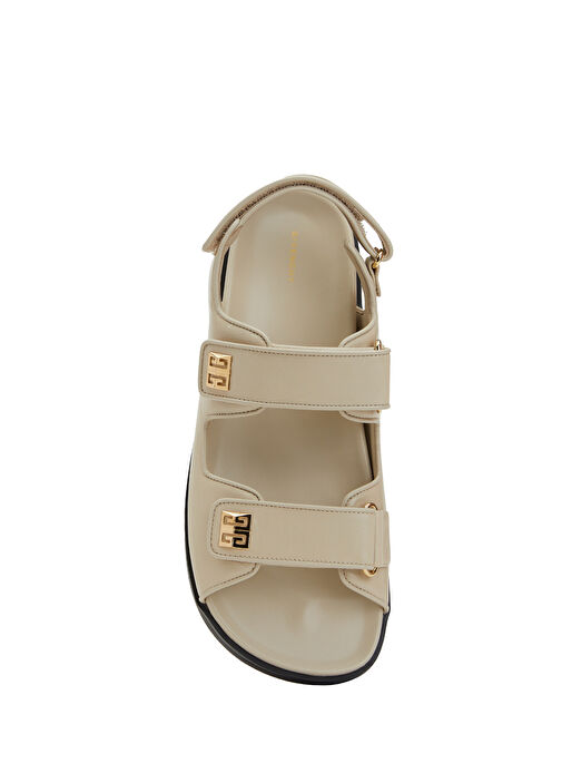 Bej Logo Detaylı Kadın Sandalet - Görsel 5