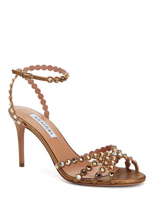 Aquazzura Aquazzura Tequila Gold Deri Topuklu Ayakkabı Sandalet & Terlik | Beymen Gold - 3. görsel