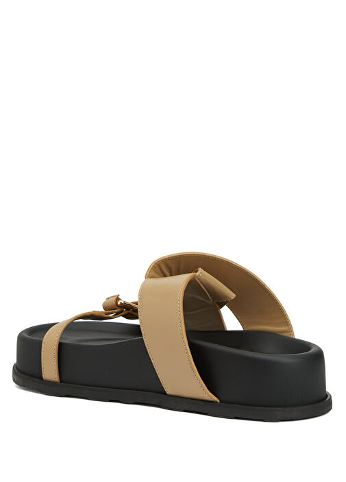 Bej Kadın Deri Terlik - Görsel 4