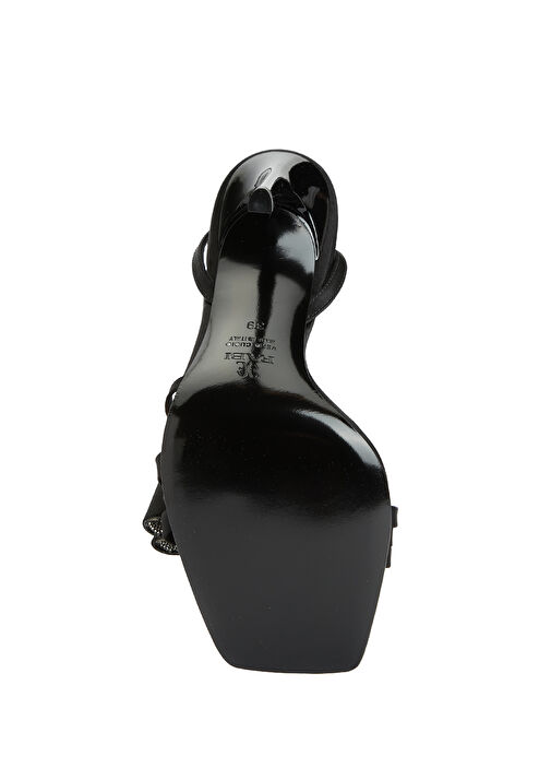 Siyah Kadın Saten Sandalet - Görsel 6