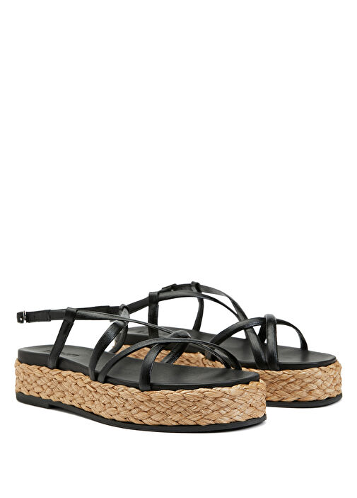 Siyah Kadın Deri Sandalet - Görsel 3