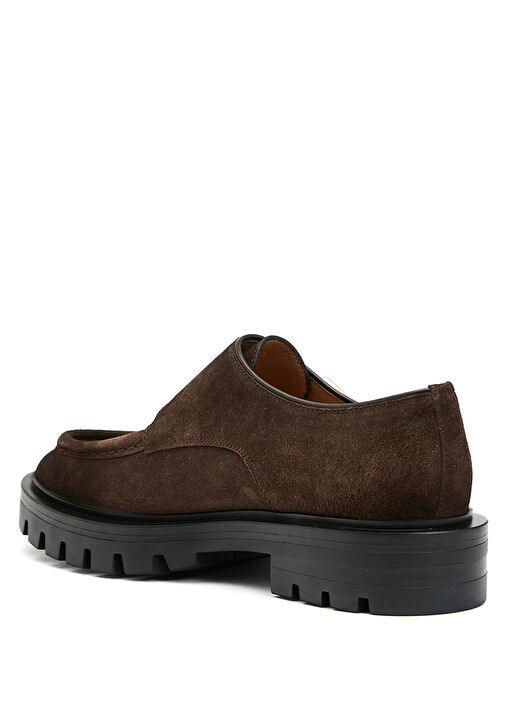 Koyu Kahverengi Kemer Detaylı Kadın Süet Loafer - Görsel 4