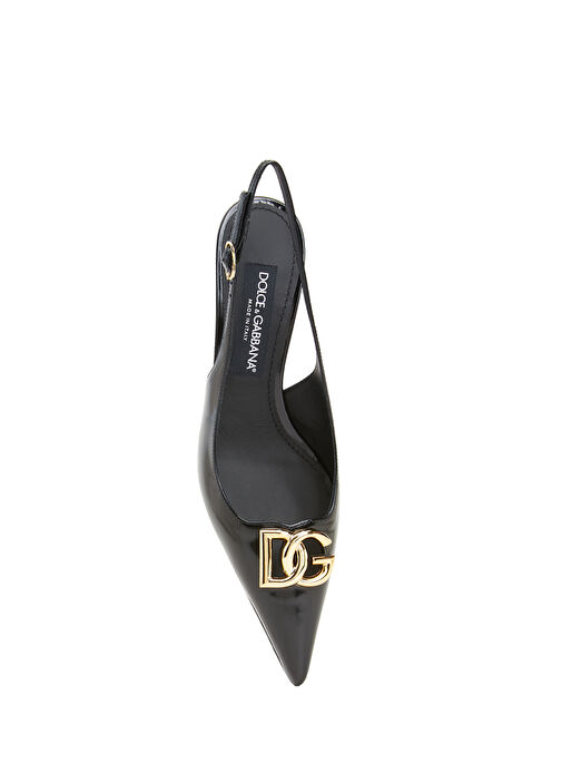 Siyah Deri Topuklu Ayakkabı - Görsel 5