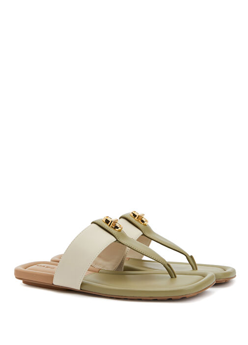 Haki Kadın Deri Terlik - Görsel 3