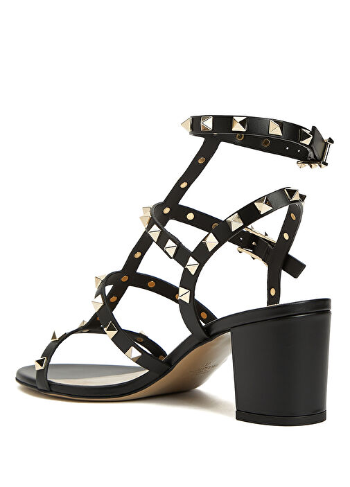 Rockstud Siyah Kadın Deri Sandalet - Görsel 4