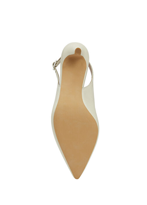 Ekru Deri Topuklu Ayakkabı - Görsel 6