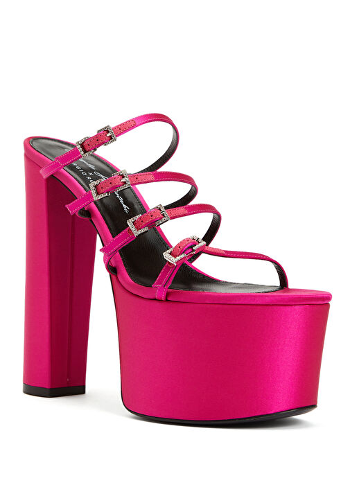 Fuşya Kemer Detaylı Kadın İpek Sandalet - Görsel 3