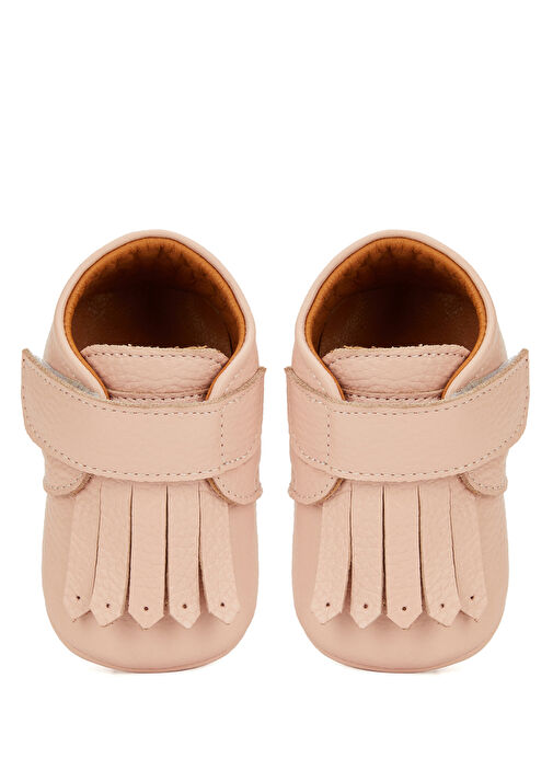 Pudra Püskül Detaylı Kız Bebek Deri Ayakkabı - Görsel 5