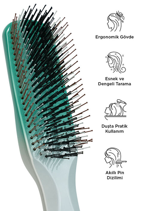 FENDA - Professional 4-Pin Ergonomic Green Hair Brush