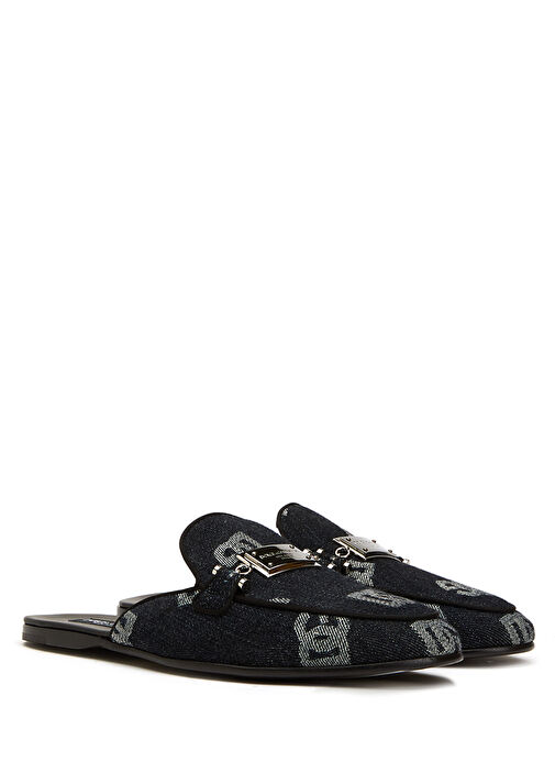 Lacivert Logo Desenli Erkek Denim Terlik - Görsel 3