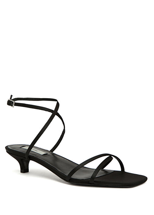 Siyah Kadın Saten Sandalet - Görsel 3