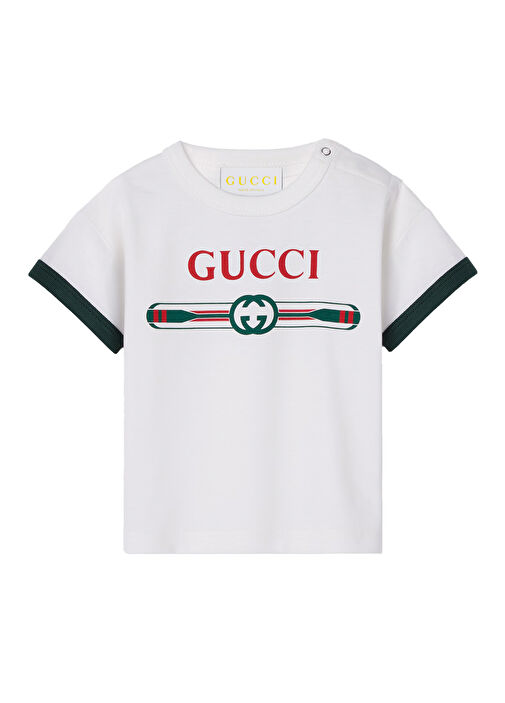 GUCCI original Tシャツ サイズ10 ホワイト Gucci - Beyaz Logo Baskılı Unisex Çocuk T-shirt - Çok Renkli Beyaz