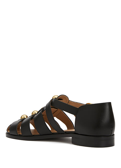 Siyah Kadın Deri Sandalet - Görsel 4