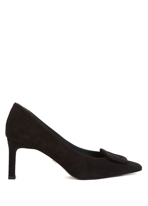 Siyah Toka Detaylı Kadın Süet Topuklu Ayakkabı - Görsel 2