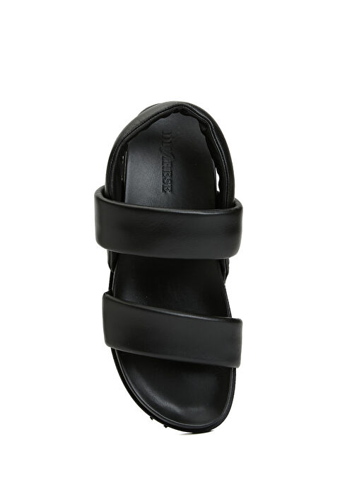 Siyah Erkek Deri Sandalet - Görsel 5