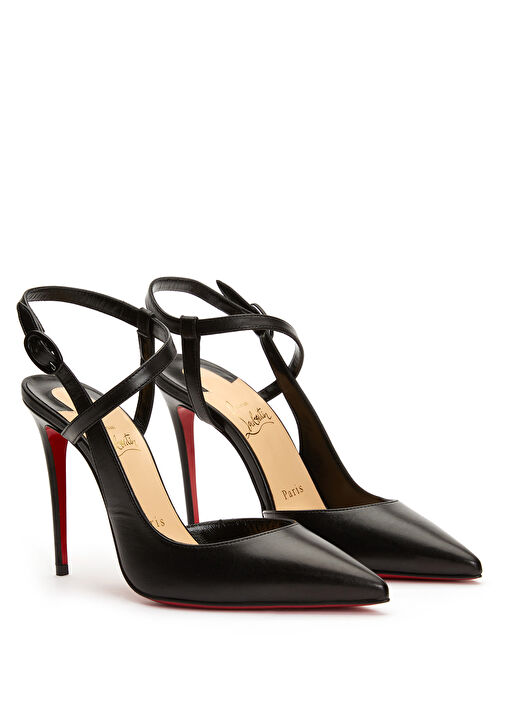 Siyah Deri Topuklu Ayakkabı - Görsel 3