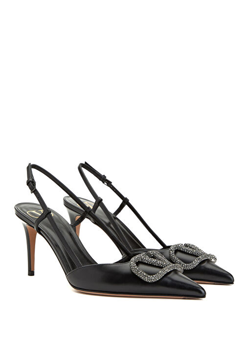 Siyah Deri Topuklu Ayakkabı - Görsel 3