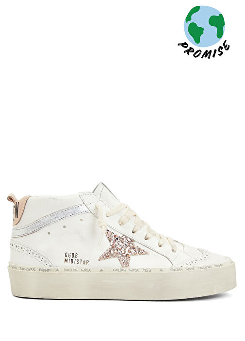 Mid Star Pembe Beyaz Kadın Deri Sneaker - Görsel 2