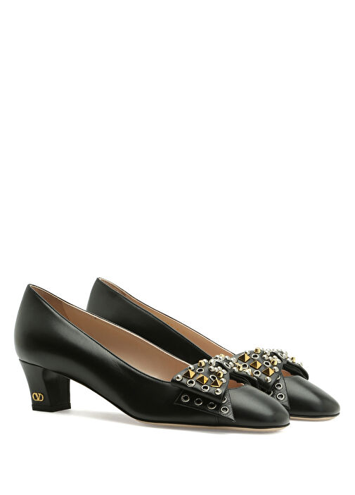 Siyah Deri Topuklu Ayakkabı - Görsel 3