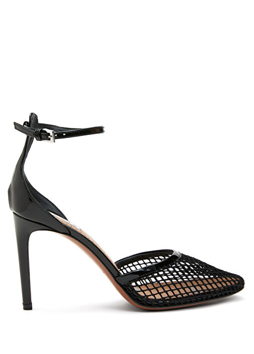 Siyah File Dokulu Topuklu Ayakkabı - Görsel 6
